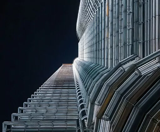 A skyscraper seen from below