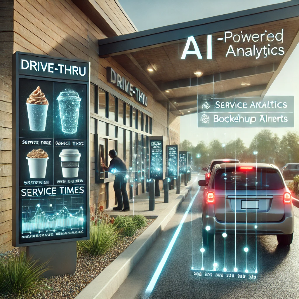 photo of drive-thru with AI graphics on top